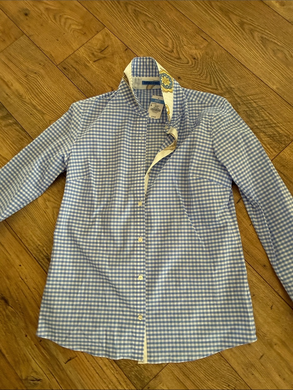 J.McLaughlin Lois Shirt BLue and white Gingham Size S. NWT - Picture 2 of 4